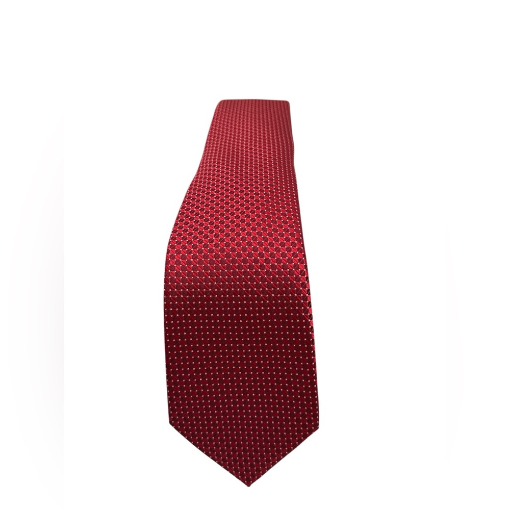 Perry Ellis Portfolio Burgundy Jenson Mini Micro Check Silk Blend Necktie New
